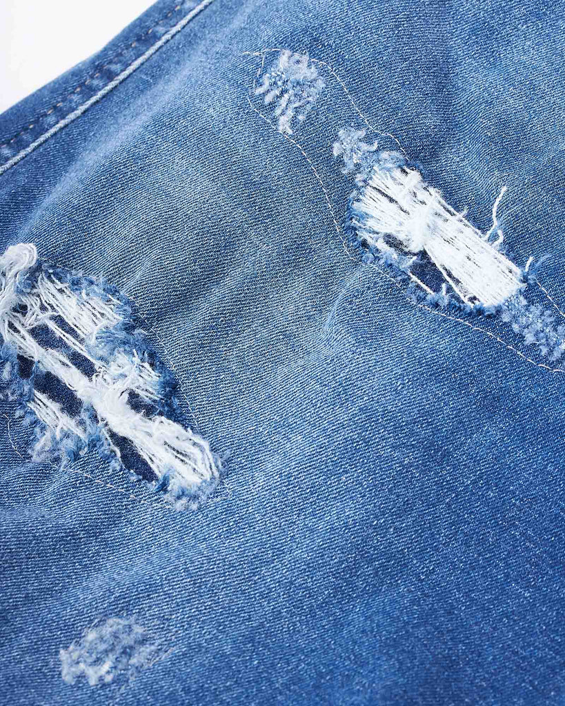 Broken And Repaired Jeans Blå