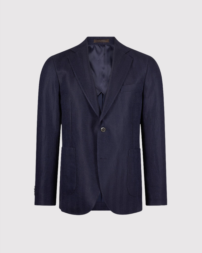 Herringbone Ferry Patch Soft Blazer Blå