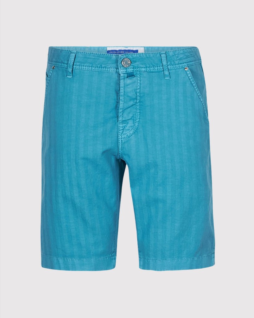 Lou Herringbone Shorts Aqua Blå