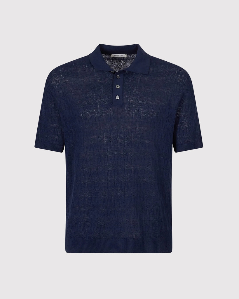 Strikket Struktur Polo Blå