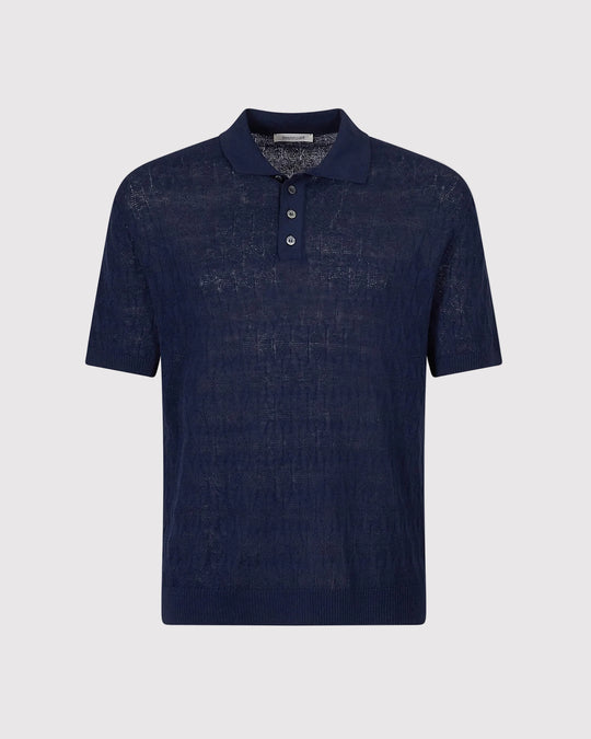 Strikket Struktur Polo Blå