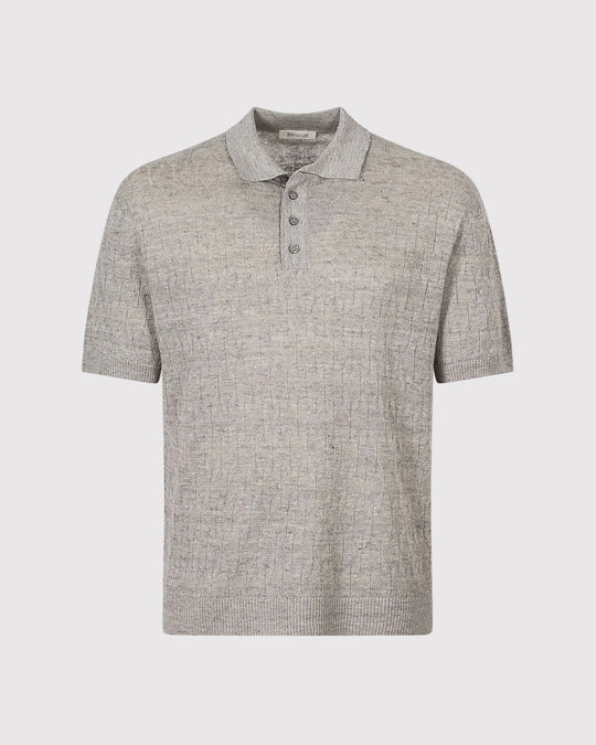 Strikket Struktur Polo Grå
