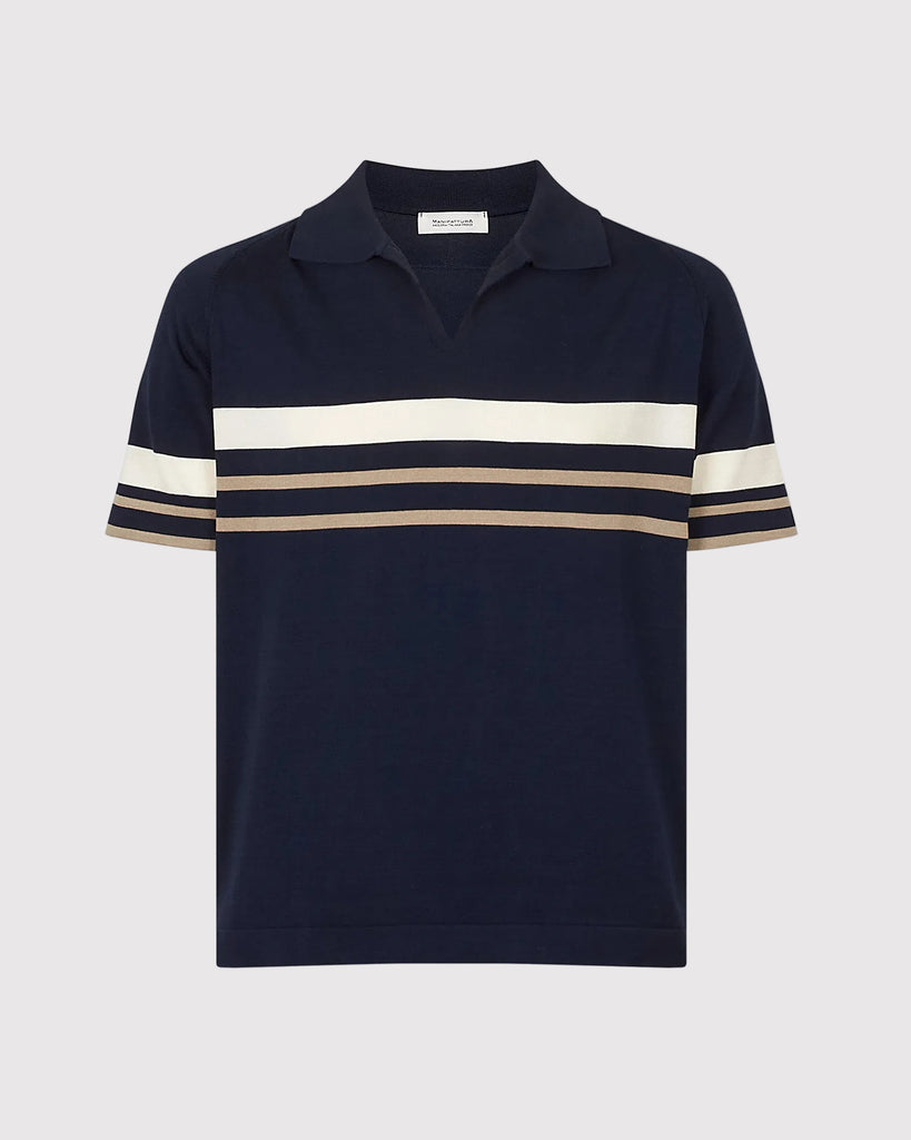 Strikket Stribet Polo Blå