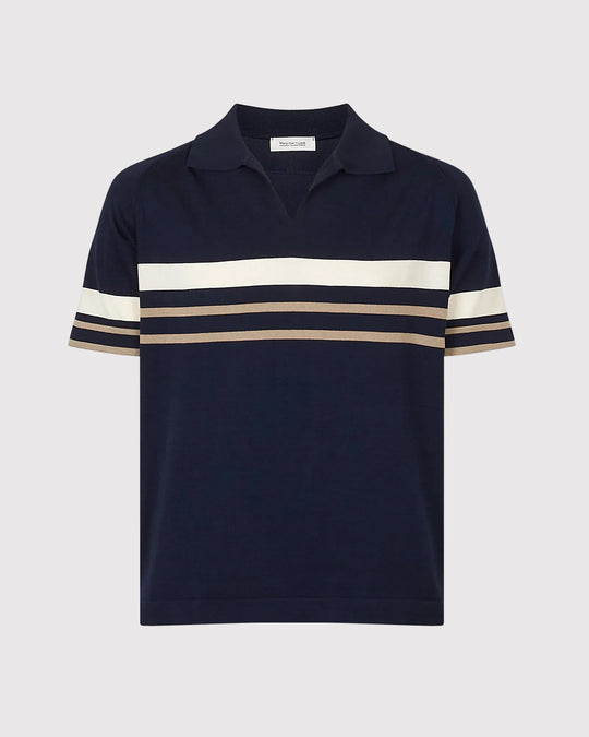 Strikket Stribet Polo Blå