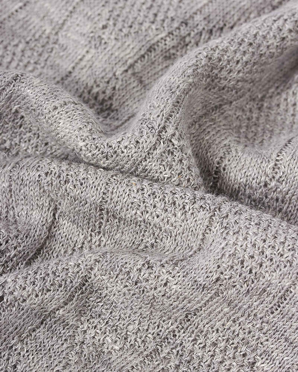Strikket Struktur Polo Grå
