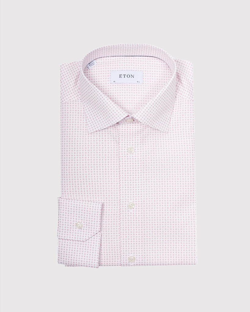 Slim Fit Mønstret Poplin Skjorte Pink