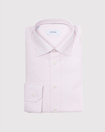 Slim Fit Mønstret Poplin Skjorte Pink