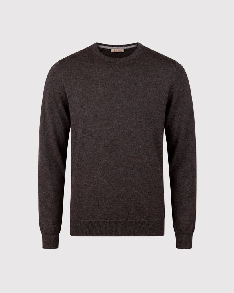 Crew Neck Merino Patch Brun