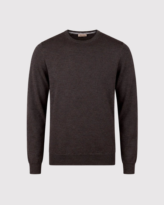 Crew Neck Merino Patch Brun