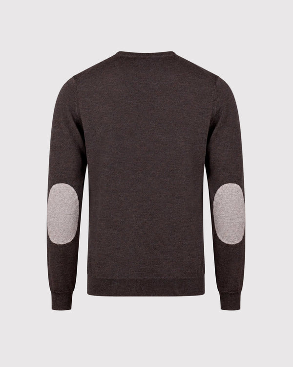 Crew Neck Merino Patch Brun