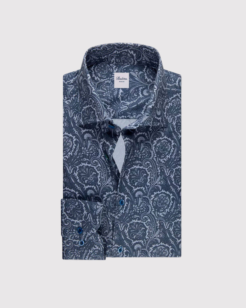 Regular Fit Paisley Skjorte Blå