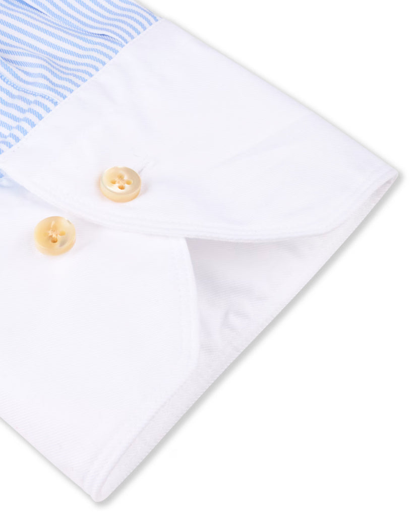 Slim Fit White Collar Shirt Blå