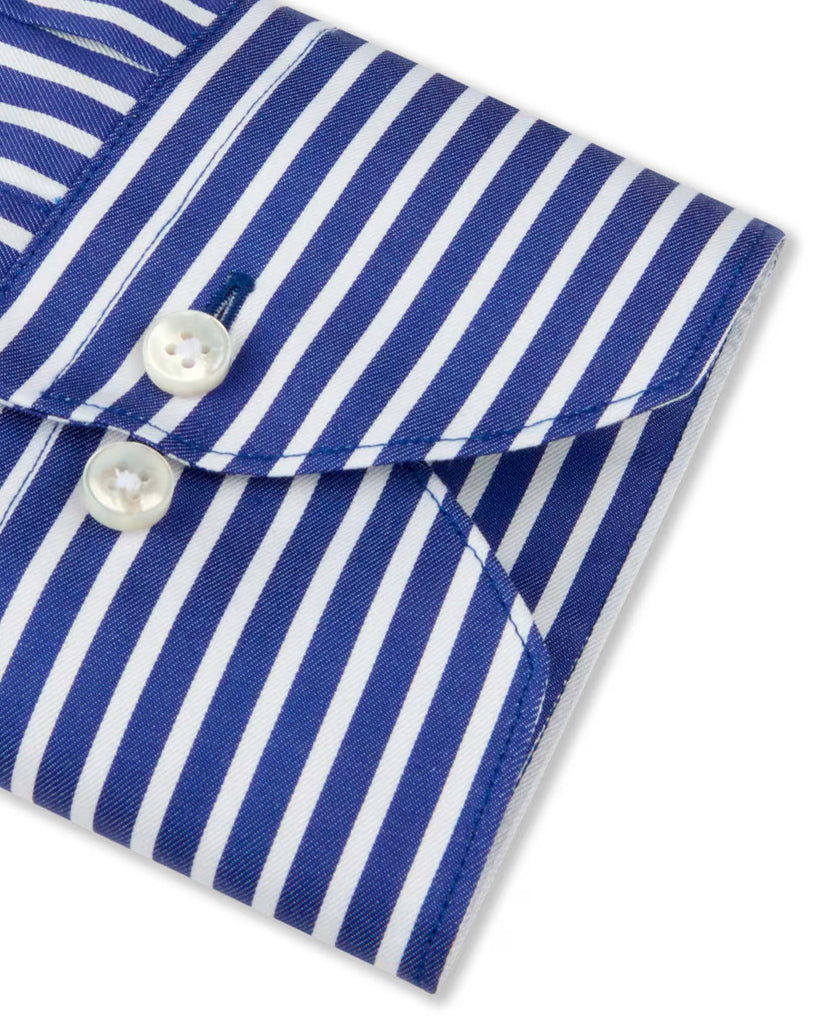 Slim Fit Stribet Skjorte Blå