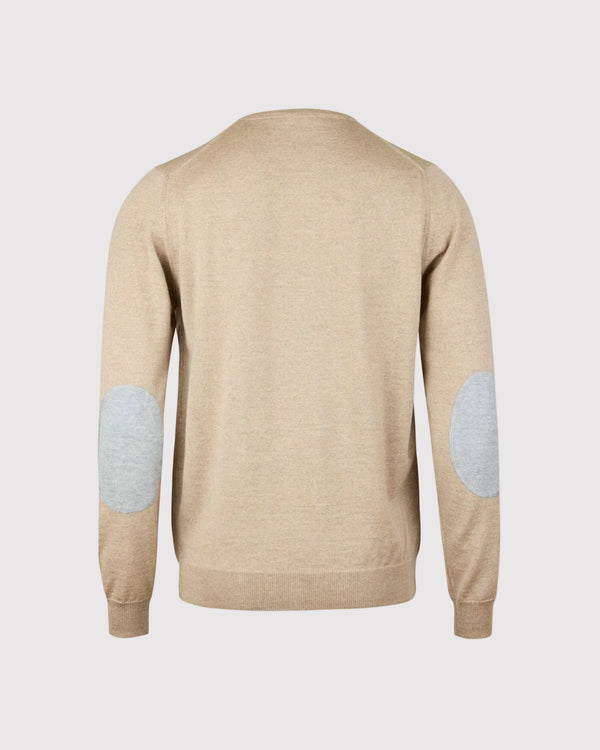 Crew Neck Merino Patch Sand