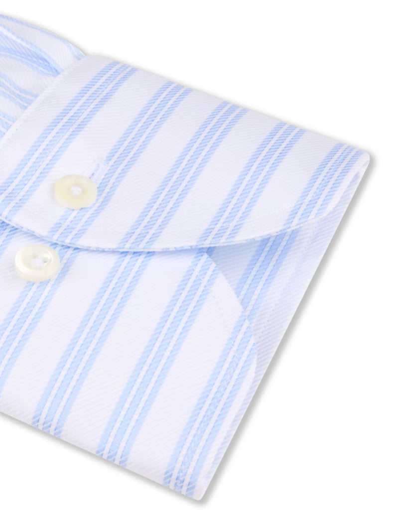 Slim Fit Stribet Skjorte Lyseblå