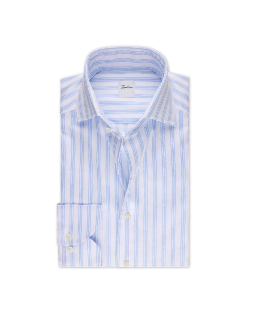 Regular Fit Stribet Skjorte Lyseblå