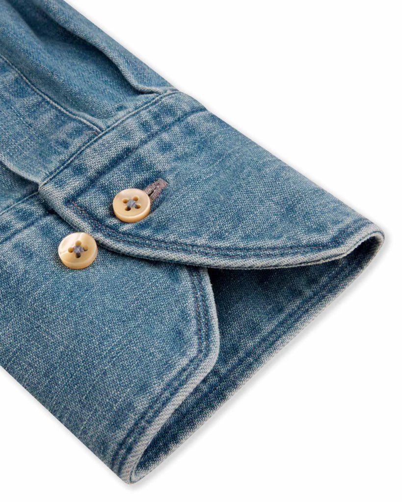 Regular Fit Pocket Denim Skjorte Blå
