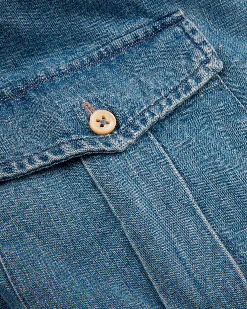 Regular Fit Pocket Denim Skjorte Blå