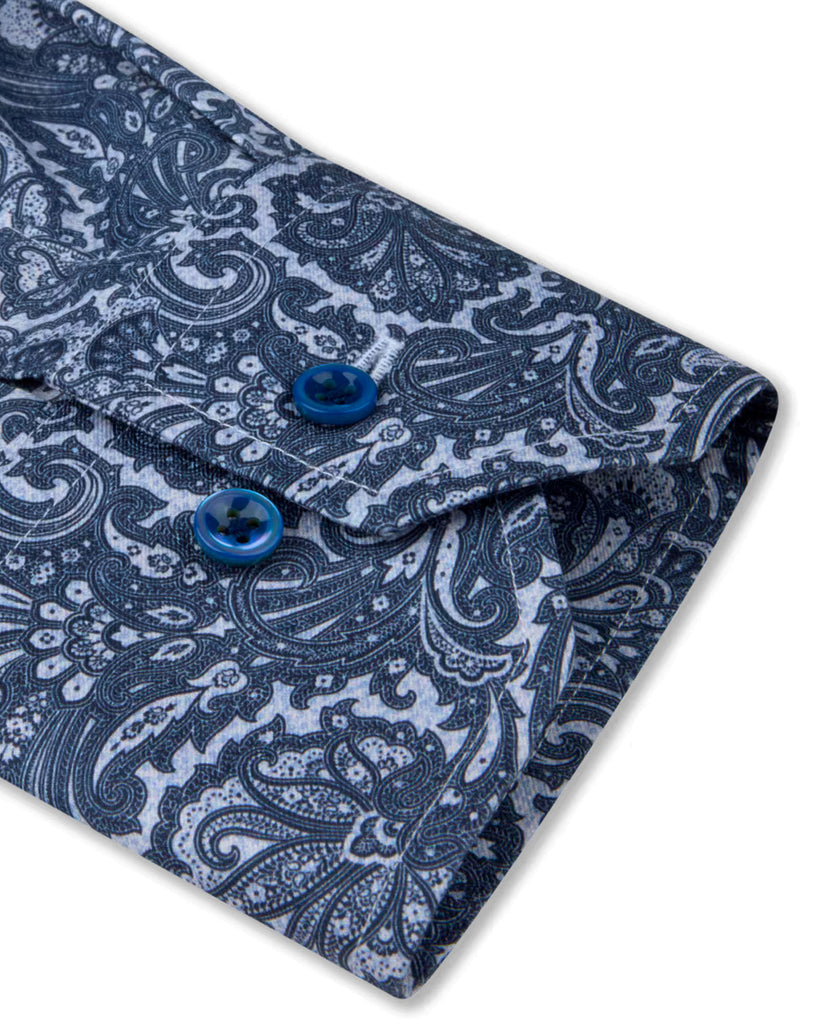 Regular Fit Paisley Skjorte Blå
