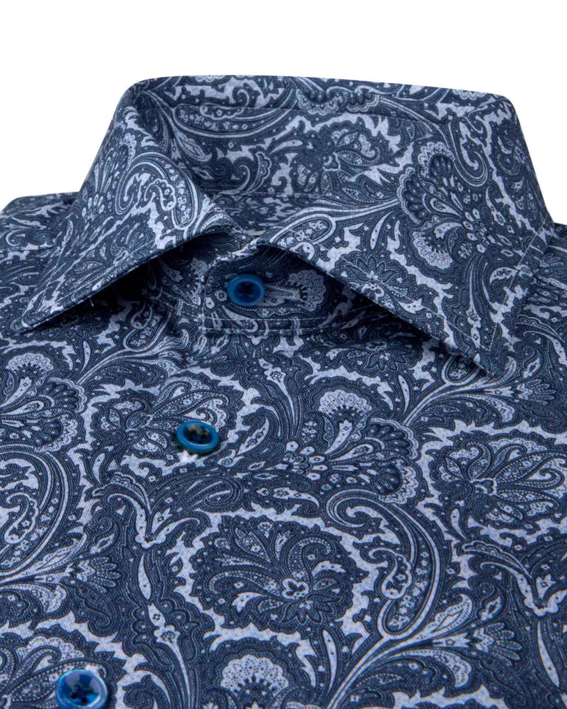 Regular Fit Paisley Skjorte Blå