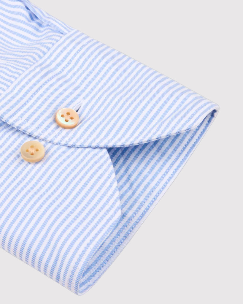 Regular Fit Stribet Twill Skjorte Blå
