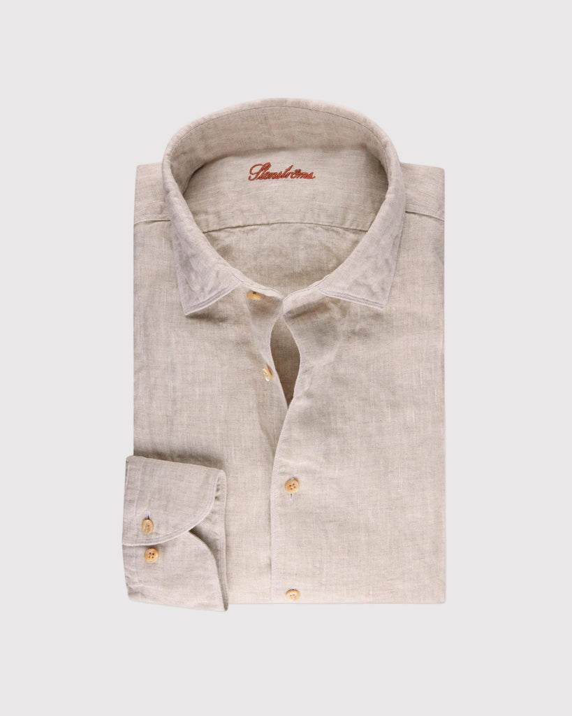 Slim Fit Hør Skjorte Sand