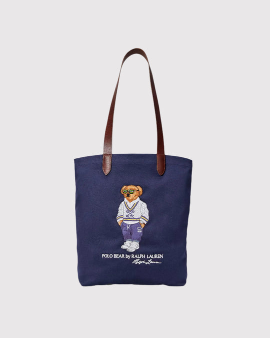Canvas Bear Tote Bag Blå