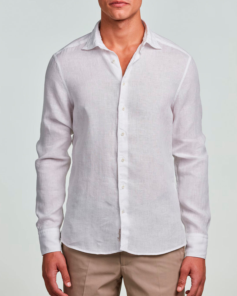 Slim Fit Hør Skjorte Hvid