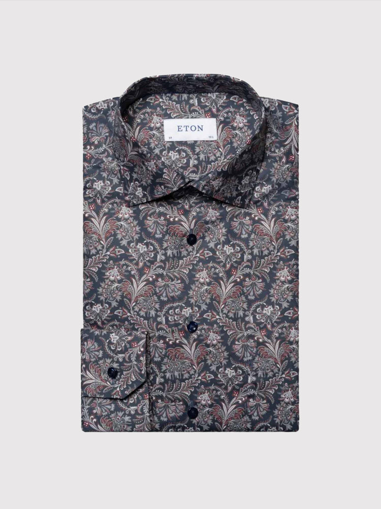 Contemporary Fit Paisley Print Blå