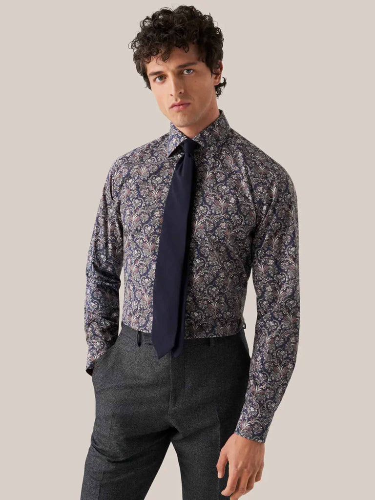 Contemporary Fit Paisley Print Blå