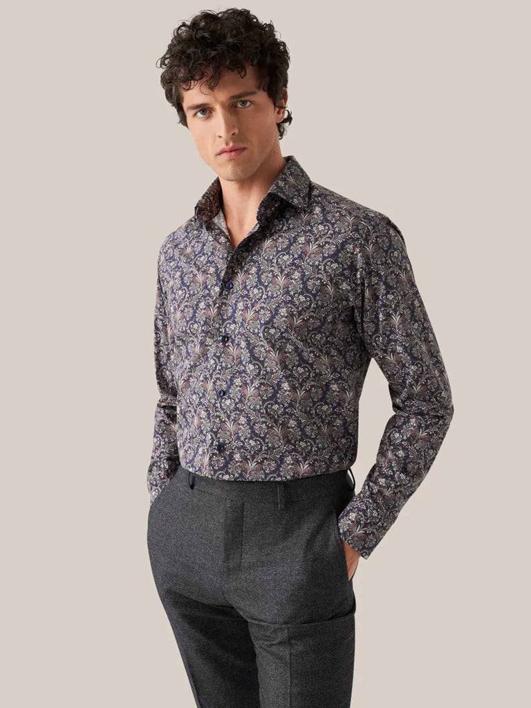 Contemporary Fit Paisley Print Blå