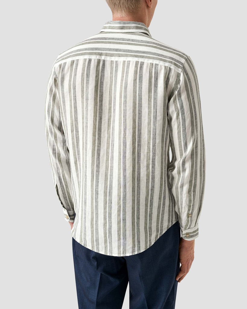 Multi Striped Linen Shirt Grøn