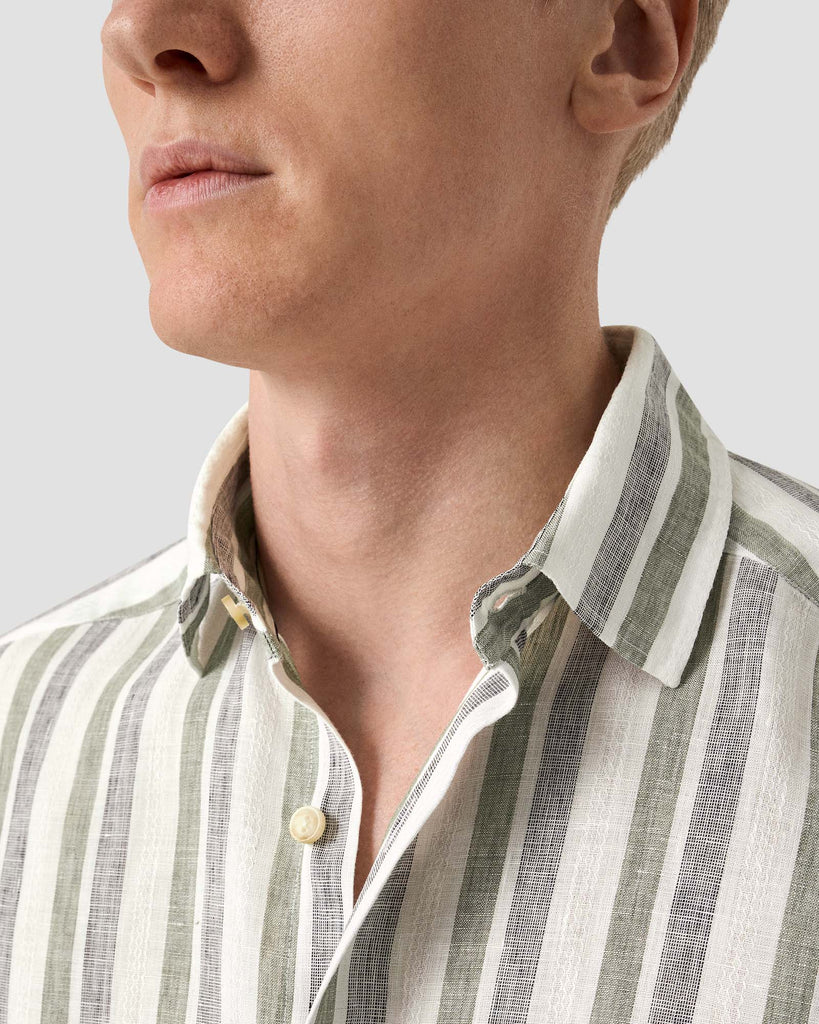 Multi Striped Linen Shirt Grøn