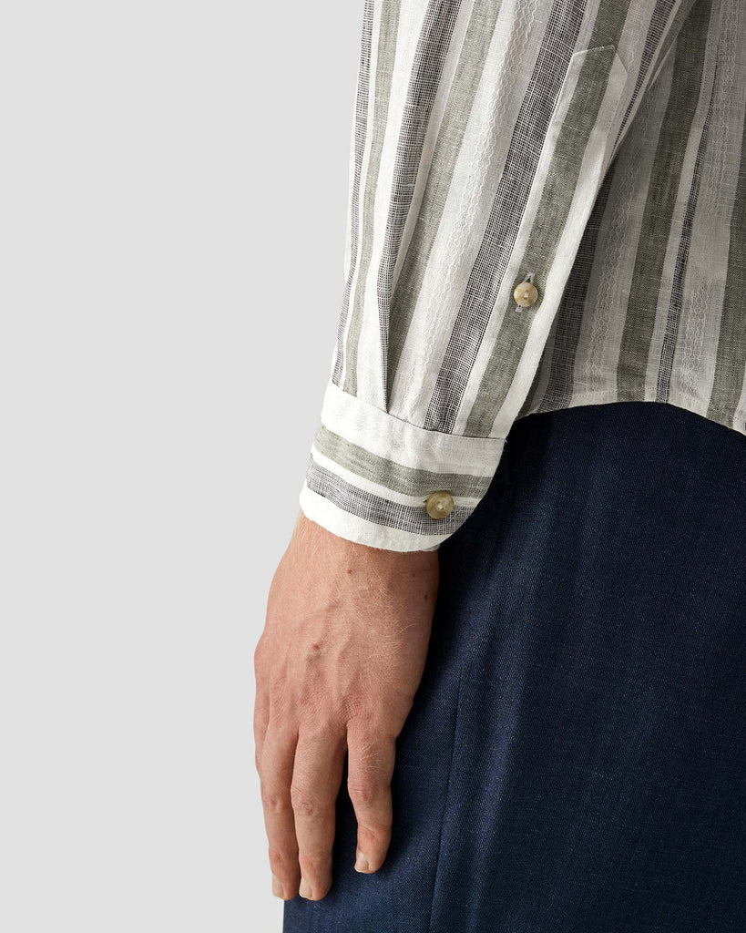 Multi Striped Linen Shirt Grøn