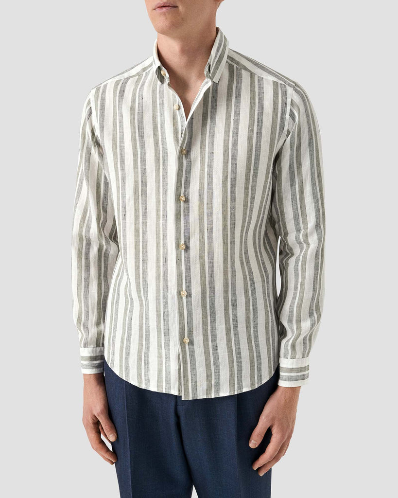 Multi Striped Linen Shirt Grøn