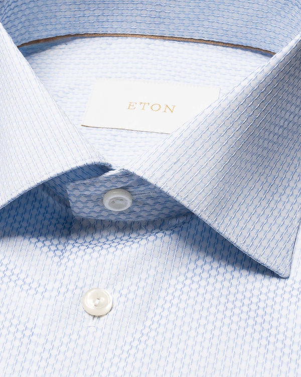 Slim Fit Brocade Supima 120 Shirt Blå