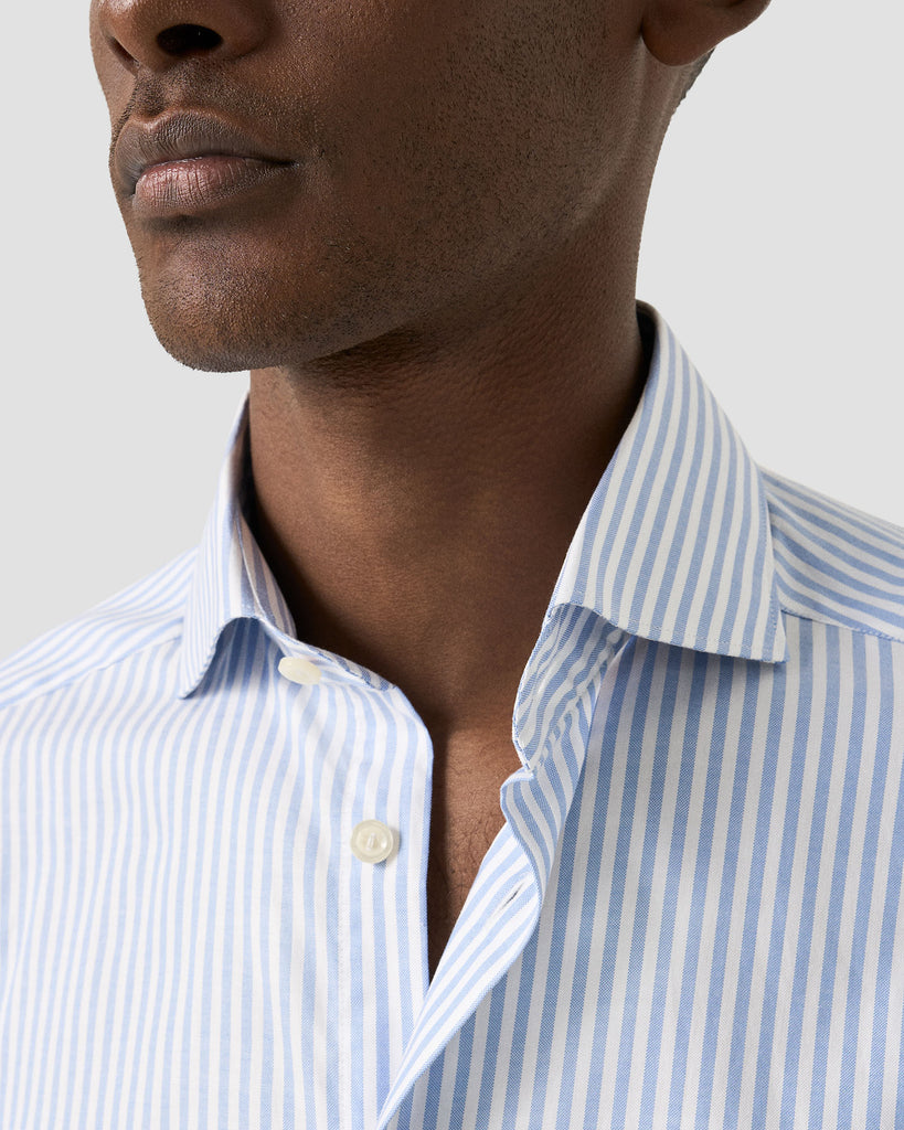 Slim Fit Striped Sig Oxford Blå