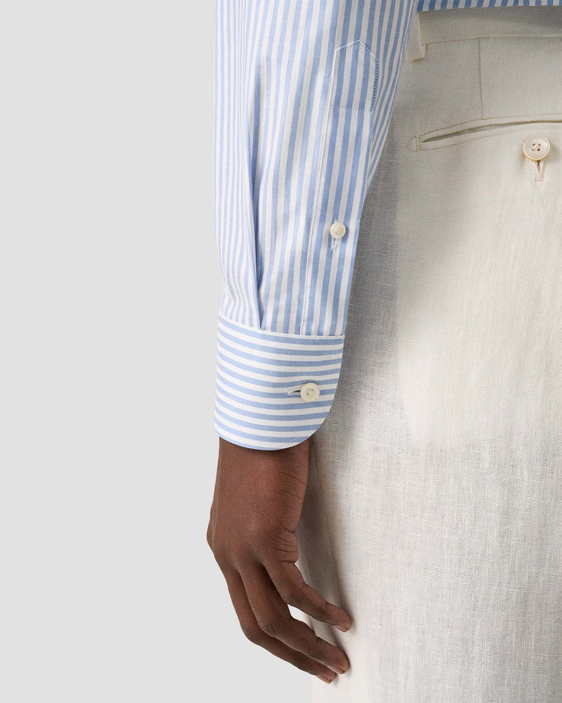 Slim Fit Striped Sig Oxford Blå