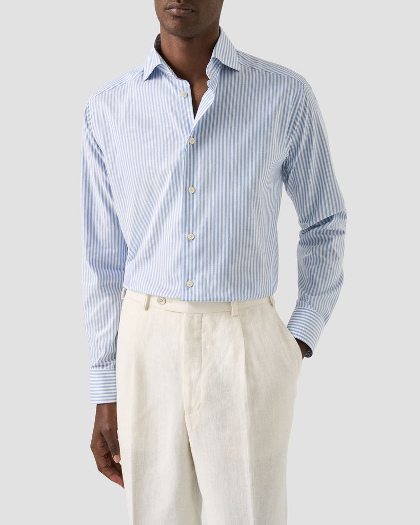 Slim Fit Striped Sig Oxford Blå