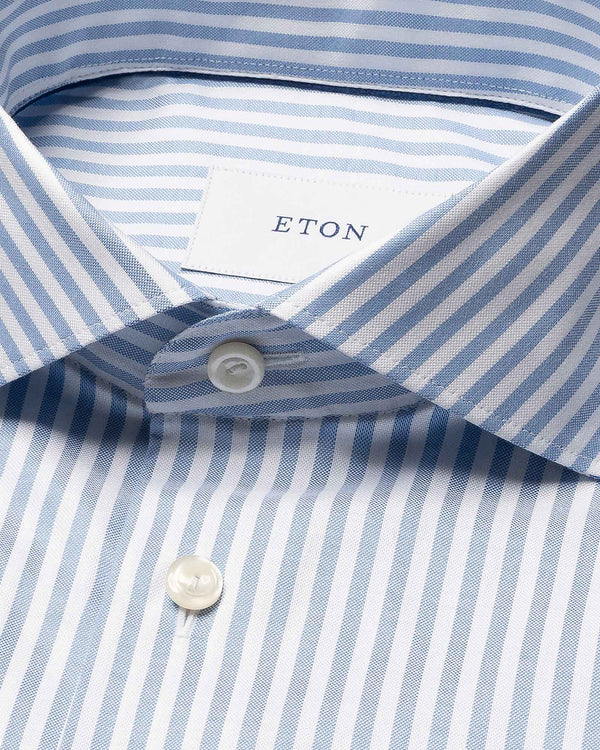 Slim Fit Striped Sig Oxford Blå