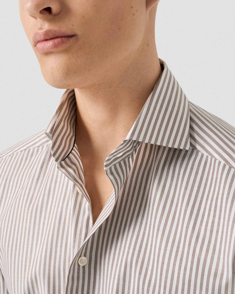 Striped Sig Oxford Slim Brun