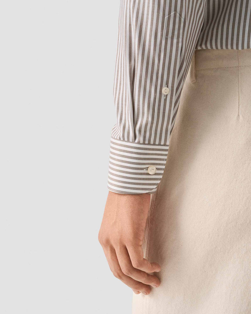 Striped Sig Oxford Slim Brun