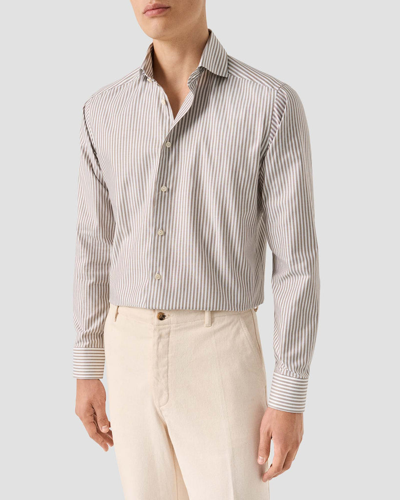 Striped Sig Oxford Slim Brun