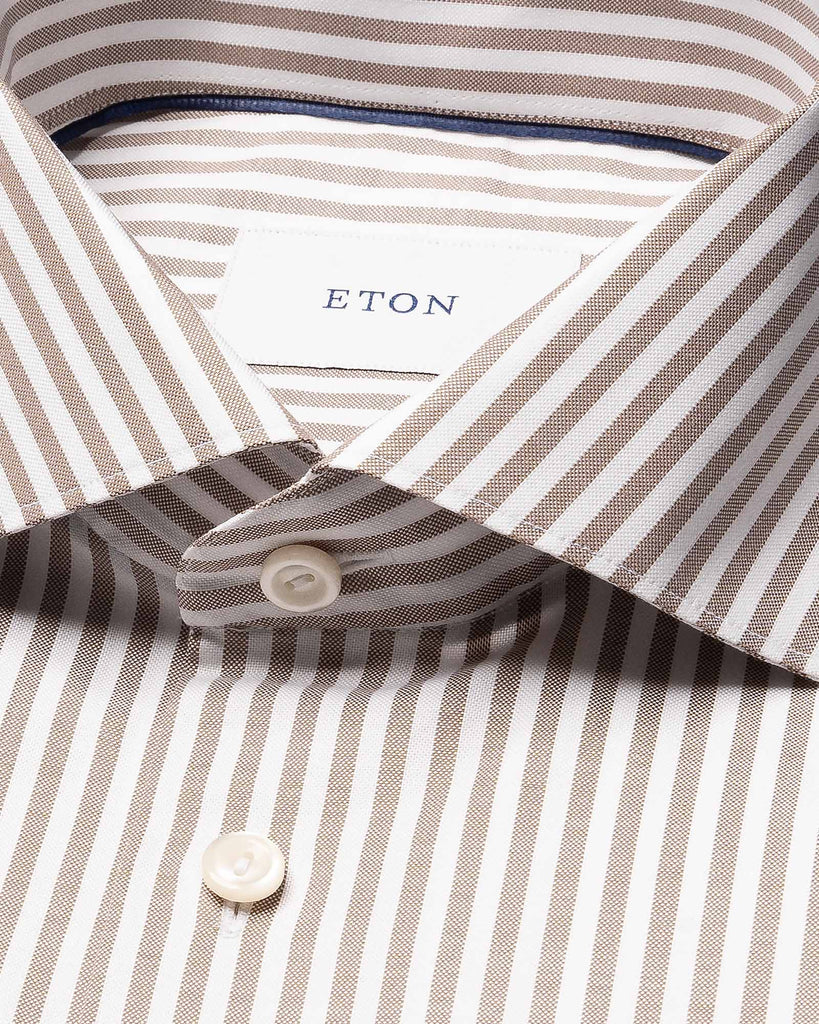 Striped Sig Oxford Slim Brun