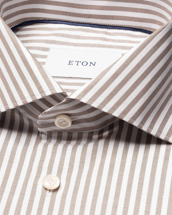 Striped Sig Oxford Slim Brun