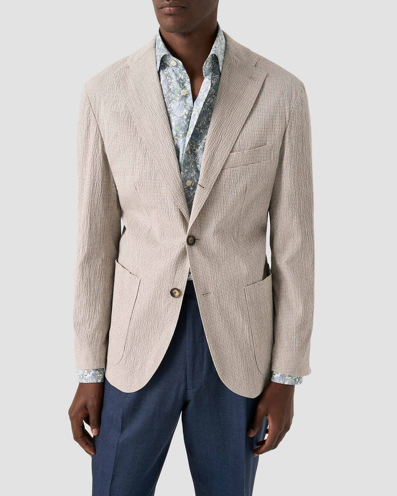 Slim Fit Floral Print Blå