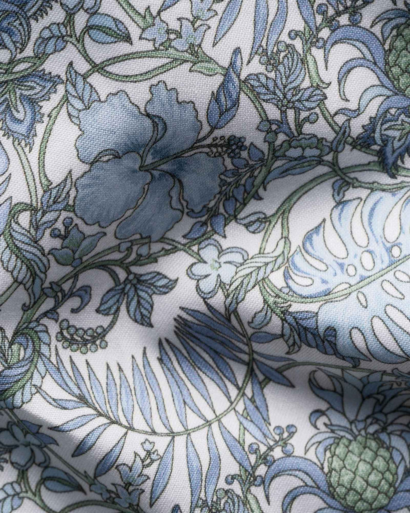 Slim Fit Floral Print Blå