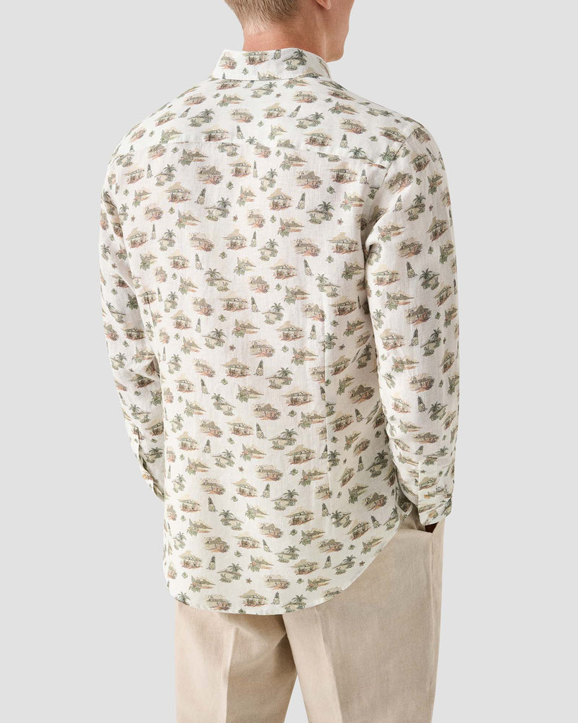 Motif Linen Shirt Hvid