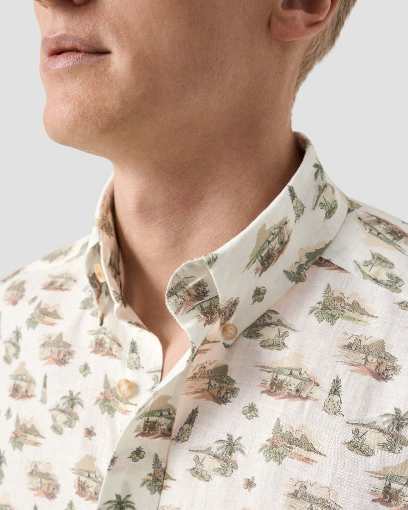 Motif Linen Shirt Hvid