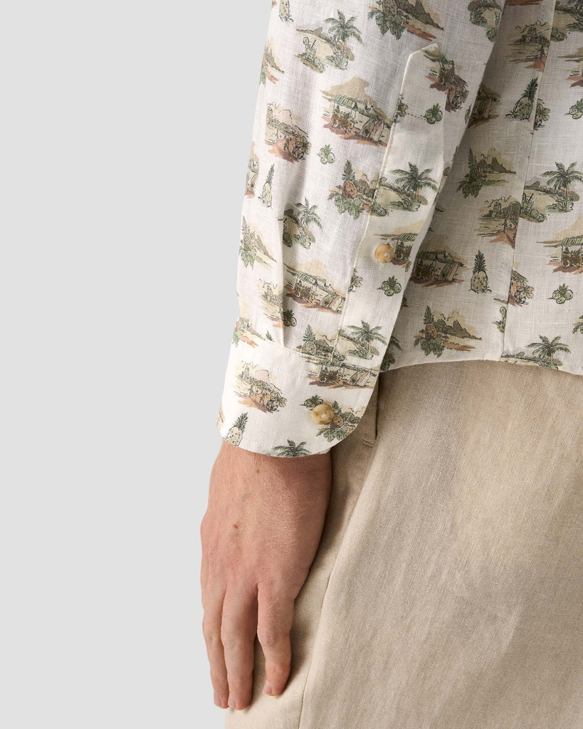 Motif Linen Shirt Hvid